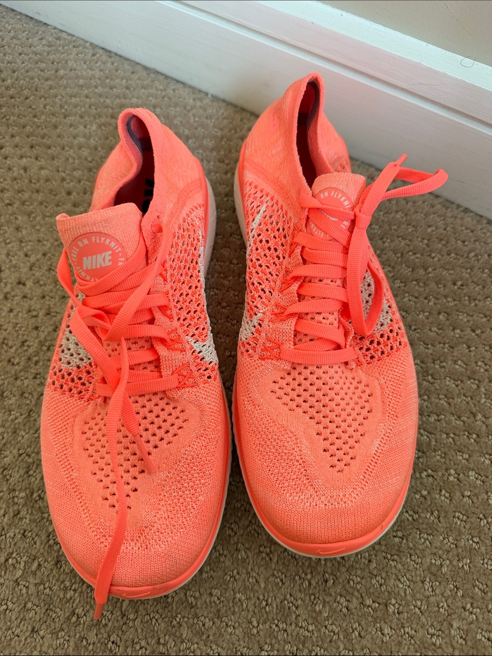 Nike Women’s Flyknit Running Shoes - Neon Coral